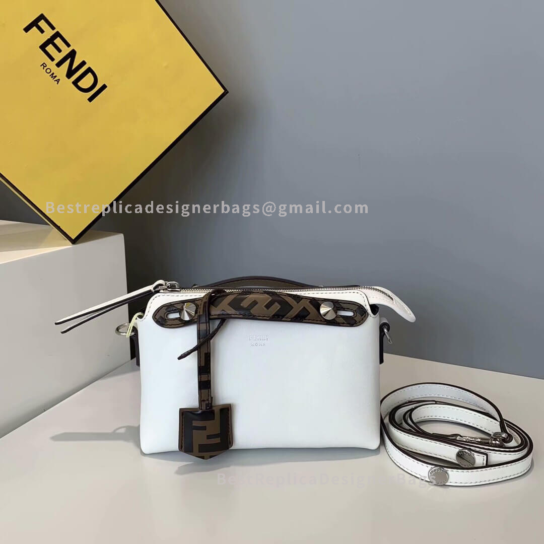 Fendi By The Way Mini White Leather Small Boston Bag 1150S